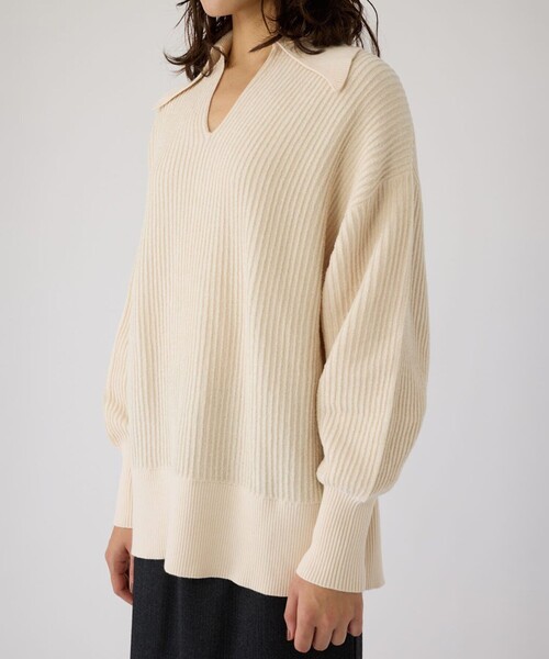 RIM.ARK(リムアーク)の「【RIM.ARK/リムアーク】Basic coller rib pullover/ベーシックカラーリブプルオーバー(ニット/セーター・レディース・ブラック/アイボリー・FREE)」の20枚目の写真