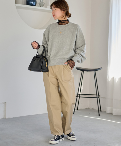 JOURNAL STANDARD relume（ジャーナルスタンダード　レリューム）の「《追加》チュールドットハイネック（Tシャツ/カットソー・レディース・アイボリー/ブラック/ブラウン・FREE）」の4枚目の写真