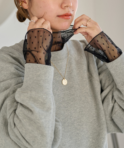 JOURNAL STANDARD relume（ジャーナルスタンダード　レリューム）の「《追加》チュールドットハイネック（Tシャツ/カットソー・レディース・アイボリー/ブラック/ブラウン・FREE）」の9枚目の写真