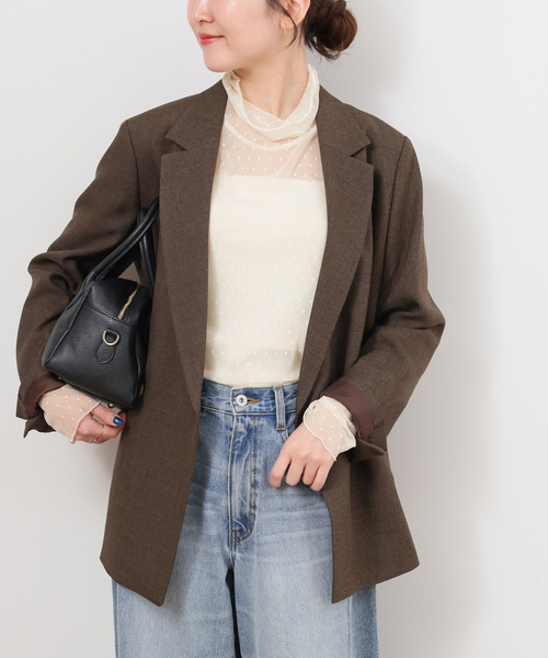 JOURNAL STANDARD relume（ジャーナルスタンダード　レリューム）の「《追加》チュールドットハイネック（Tシャツ/カットソー・レディース・アイボリー/ブラック/ブラウン・FREE）」の12枚目の写真