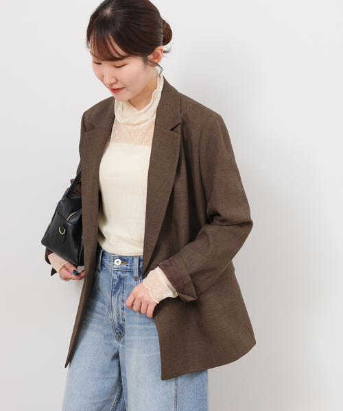 JOURNAL STANDARD relume（ジャーナルスタンダード　レリューム）の「《追加》チュールドットハイネック（Tシャツ/カットソー・レディース・アイボリー/ブラック/ブラウン・FREE）」の14枚目の写真