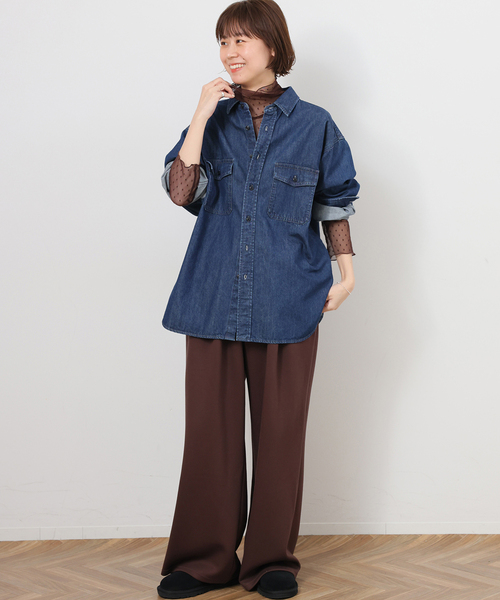 JOURNAL STANDARD relume（ジャーナルスタンダード　レリューム）の「《追加》チュールドットハイネック（Tシャツ/カットソー・レディース・アイボリー/ブラック/ブラウン・FREE）」の16枚目の写真