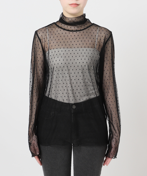 JOURNAL STANDARD relume（ジャーナルスタンダード　レリューム）の「《追加》チュールドットハイネック（Tシャツ/カットソー・レディース・アイボリー/ブラック/ブラウン・FREE）」の22枚目の写真