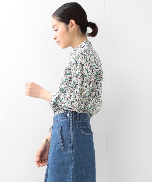 BEAMS BOY（ビームスボーイ）の「BEAMS BOY / リバティ カッタウェイ シャツ（シャツ/ブラウス・レディース・ホワイト/グリーン・ONE SIZE）」の10枚目の写真