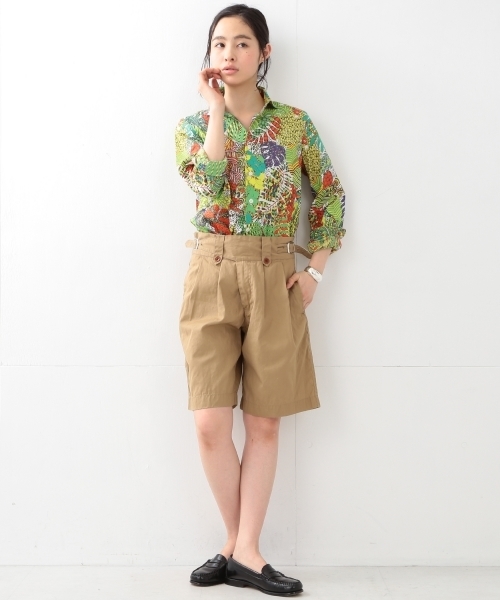 BEAMS BOY（ビームスボーイ）の「BEAMS BOY / リバティ カッタウェイ シャツ（シャツ/ブラウス・レディース・ホワイト/グリーン・ONE SIZE）」の4枚目の写真