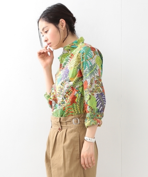 BEAMS BOY（ビームスボーイ）の「BEAMS BOY / リバティ カッタウェイ シャツ（シャツ/ブラウス・レディース・ホワイト/グリーン・ONE SIZE）」の18枚目の写真