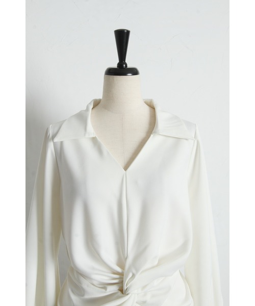 ARVELLIA(アルベリア)の「KNOT DRAPE BLOUSE(シャツ/ブラウス・レディース・ホワイト/ブラウン・M)」の19枚目の写真