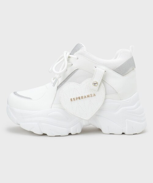 ESPERANZA（エスペランサ）の「きゅんフィットハートチャームスニーカー（スニーカー・レディース・ブラック/ブラウン系8/ホワイト・LL/L/M/S）」の5枚目の写真