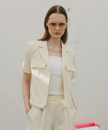 320SHOWROOM（320ショールーム）の「Utility Collar Short Sleeve Pocket Jacket Cream（その他アウター）」