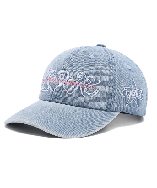 WASHED DENIM EMB BALL CAP BLUE(CV2FSUAB22A)