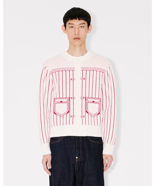 KENZO(ケンゾー)の「'KENZO Trompe L'oeil' カーディガン イン コットン ウール(カーディガン/ボレロ・メンズ・ホワイト系その他・LARGE/SMALL/MEDIUM)」の4枚目の写真