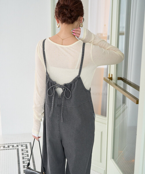 FREAK'S STORE（フリークスストア）の「限定展開　紐 デニム サロペット（サロペット/オーバーオール・レディース・グレー/ブルー/ネイビー/ブラック・SMALL/MEDIUM）」の3枚目の写真