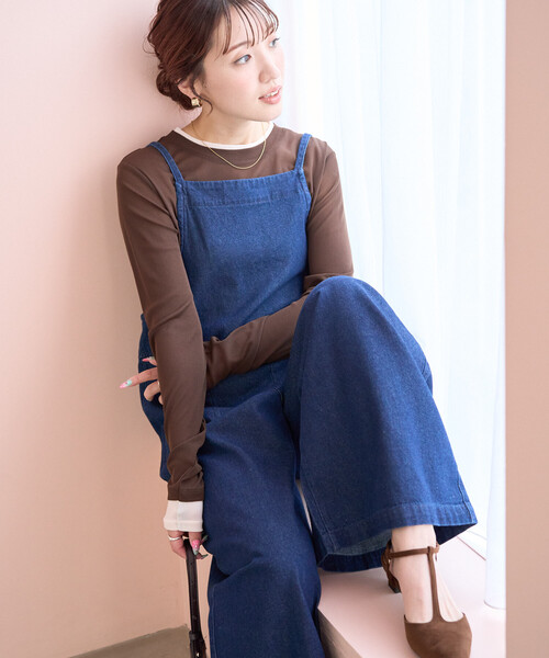 限定展開 紐 デニム サロペット（サロペット/オーバーオール