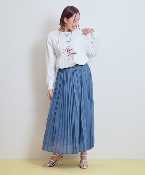 LHELBIE(レルビエ)の「イラストプリントロンT(Tシャツ/カットソー・レディース・ブラック/ネイビー/オフホワイト・M)」の5枚目の写真