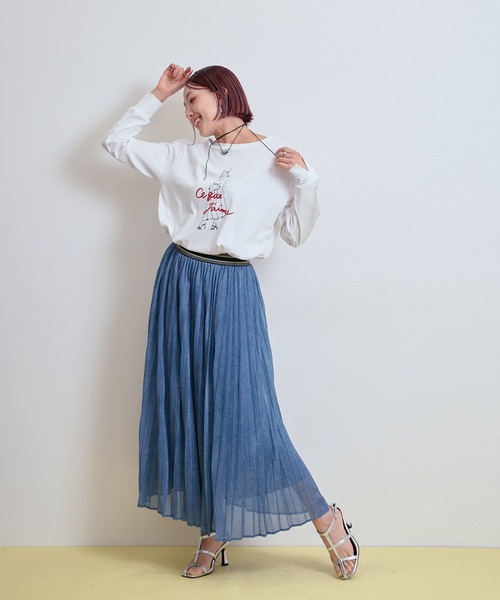 LHELBIE(レルビエ)の「イラストプリントロンT(Tシャツ/カットソー・レディース・ブラック/ネイビー/オフホワイト・M)」の15枚目の写真