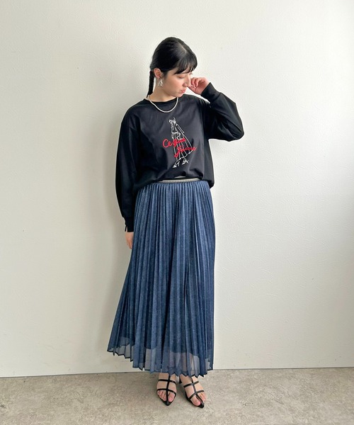 LHELBIE(レルビエ)の「イラストプリントロンT(Tシャツ/カットソー・レディース・ブラック/ネイビー/オフホワイト・M)」の9枚目の写真