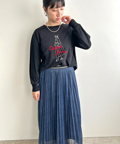 LHELBIE(レルビエ)の「イラストプリントロンT(Tシャツ/カットソー・レディース・ブラック/ネイビー/オフホワイト・M)」の11枚目の写真