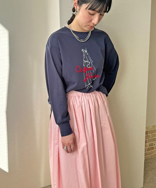 LHELBIE(レルビエ)の「イラストプリントロンT(Tシャツ/カットソー・レディース・ブラック/ネイビー/オフホワイト・M)」の21枚目の写真