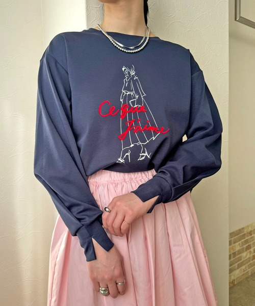 LHELBIE(レルビエ)の「イラストプリントロンT(Tシャツ/カットソー・レディース・ブラック/ネイビー/オフホワイト・M)」の20枚目の写真