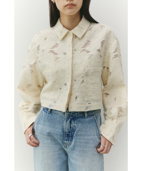 STYLEMIXER（スタイルミキサー）の「ジャガードショートジャケット（テーラードジャケット・レディース・アイボリー/ブラック・FREE）」の14枚目の写真