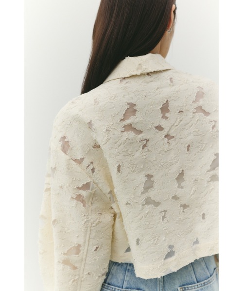 STYLEMIXER（スタイルミキサー）の「ジャガードショートジャケット（テーラードジャケット・レディース・アイボリー/ブラック・FREE）」の16枚目の写真