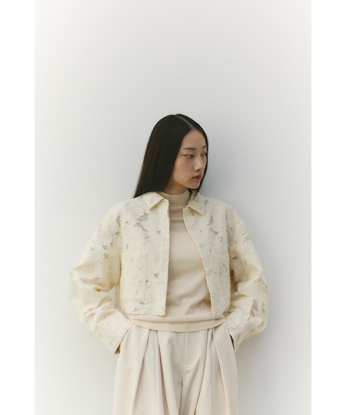 STYLEMIXER（スタイルミキサー）の「ジャガードショートジャケット（テーラードジャケット・レディース・アイボリー/ブラック・FREE）」の12枚目の写真