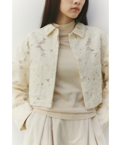 STYLEMIXER（スタイルミキサー）の「ジャガードショートジャケット（テーラードジャケット・レディース・アイボリー/ブラック・FREE）」の13枚目の写真