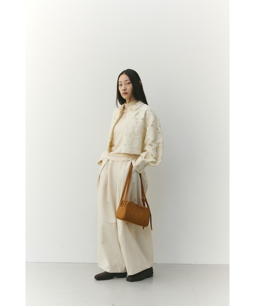 STYLEMIXER（スタイルミキサー）の「ジャガードショートジャケット（テーラードジャケット・レディース・アイボリー/ブラック・FREE）」の4枚目の写真