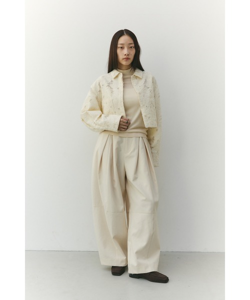 STYLEMIXER（スタイルミキサー）の「ジャガードショートジャケット（テーラードジャケット・レディース・アイボリー/ブラック・FREE）」の5枚目の写真