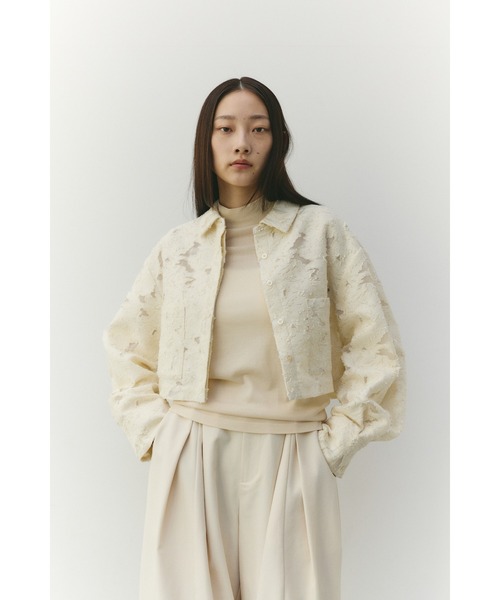 STYLEMIXER（スタイルミキサー）の「ジャガードショートジャケット（テーラードジャケット・レディース・アイボリー/ブラック・FREE）」の6枚目の写真