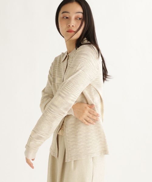 studio CLIP（スタディオクリップ）の「【daily CLIP】掠りボーダー襟付きカーディガン（カーディガン/ボレロ・レディース・ホワイト/ブルー・FREE）」の5枚目の写真