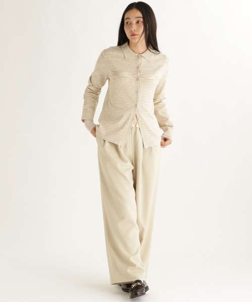 studio CLIP（スタディオクリップ）の「【daily CLIP】掠りボーダー襟付きカーディガン（カーディガン/ボレロ・レディース・ホワイト/ブルー・FREE）」の8枚目の写真