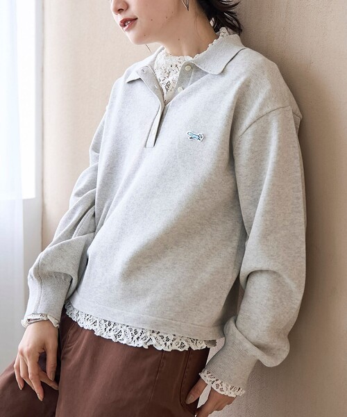 PENNEYS（ぺニーズ）の「【PENNEYS（ぺニーズ）別注】襟付きポロニット（ニット/セーター・レディース・ナチュラル/オフホワイト/ネイビー/ケリーグリーン/ベージュ・L/M）」の3枚目の写真