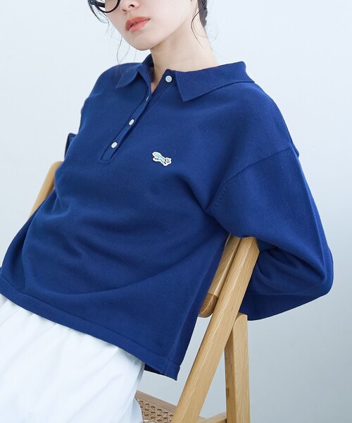 PENNEYS（ぺニーズ）の「【PENNEYS（ぺニーズ）別注】襟付きポロニット（ニット/セーター・レディース・ナチュラル/オフホワイト/ネイビー/ケリーグリーン/ベージュ・L/M）」の5枚目の写真