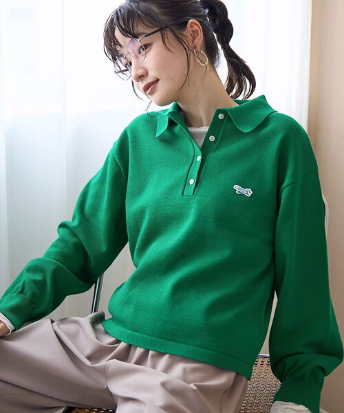 PENNEYS（ぺニーズ）の「【PENNEYS（ぺニーズ）別注】襟付きポロニット（ニット/セーター・レディース・ナチュラル/オフホワイト/ネイビー/ケリーグリーン/ベージュ・L/M）」の4枚目の写真