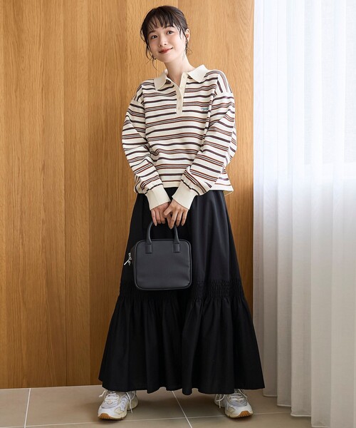 PENNEYS（ぺニーズ）の「【PENNEYS（ぺニーズ）別注】襟付きポロニット（ニット/セーター・レディース・ナチュラル/オフホワイト/ネイビー/ケリーグリーン/ベージュ・L/M）」の6枚目の写真