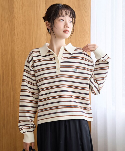 PENNEYS（ぺニーズ）の「【PENNEYS（ぺニーズ）別注】襟付きポロニット（ニット/セーター・レディース・ナチュラル/オフホワイト/ネイビー/ケリーグリーン/ベージュ・L/M）」の8枚目の写真