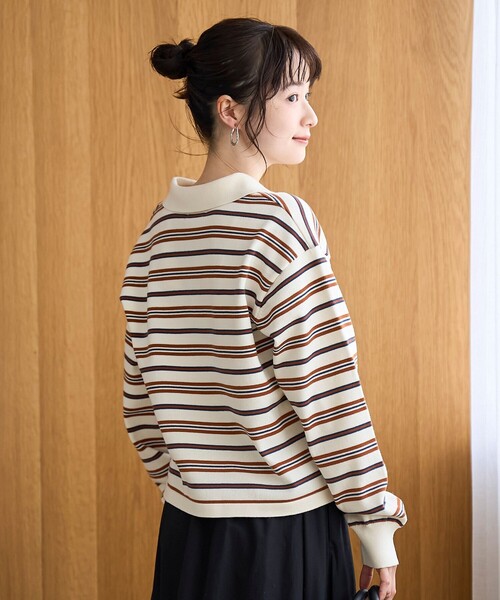 PENNEYS（ぺニーズ）の「【PENNEYS（ぺニーズ）別注】襟付きポロニット（ニット/セーター・レディース・ナチュラル/オフホワイト/ネイビー/ケリーグリーン/ベージュ・L/M）」の10枚目の写真