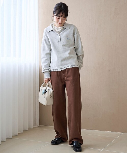 PENNEYS（ぺニーズ）の「【PENNEYS（ぺニーズ）別注】襟付きポロニット（ニット/セーター・レディース・ナチュラル/オフホワイト/ネイビー/ケリーグリーン/ベージュ・L/M）」の12枚目の写真