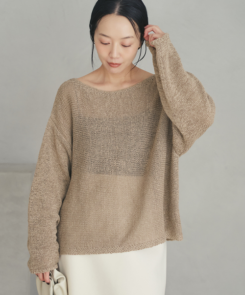 plage（プラージュ）の「《追加》linen mix loose プルオーバー（ニット/セーター・レディース・ベージュ系その他/ライトブルー/チョコ・FREE）」の2枚目の写真