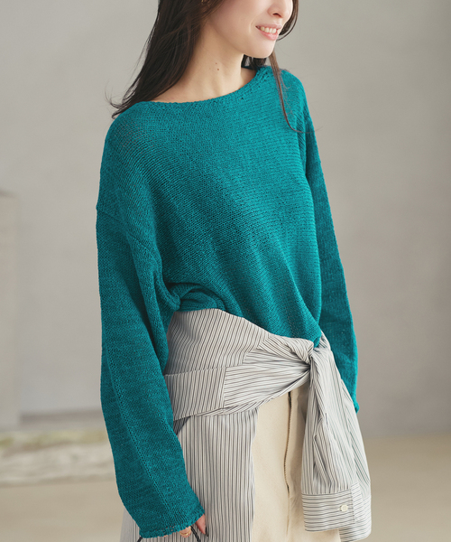 plage（プラージュ）の「《追加》linen mix loose プルオーバー（ニット/セーター・レディース・ベージュ系その他/ライトブルー/チョコ・FREE）」の3枚目の写真