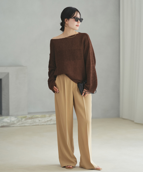 plage（プラージュ）の「《追加》linen mix loose プルオーバー（ニット/セーター・レディース・ベージュ系その他/ライトブルー/チョコ・FREE）」の4枚目の写真