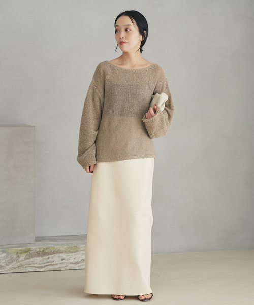 plage（プラージュ）の「《追加》linen mix loose プルオーバー（ニット/セーター・レディース・ベージュ系その他/ライトブルー/チョコ・FREE）」の6枚目の写真