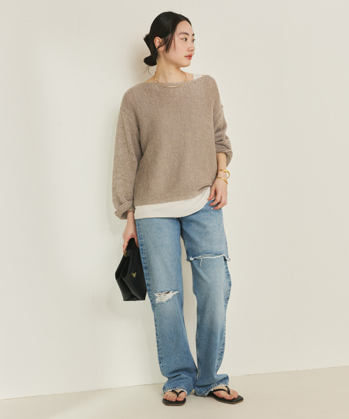 plage（プラージュ）の「《追加》linen mix loose プルオーバー（ニット/セーター・レディース・ベージュ系その他/ライトブルー/チョコ・FREE）」の7枚目の写真