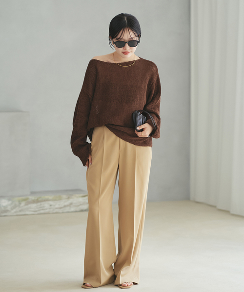 plage（プラージュ）の「《追加》linen mix loose プルオーバー（ニット/セーター・レディース・ベージュ系その他/ライトブルー/チョコ・FREE）」の9枚目の写真