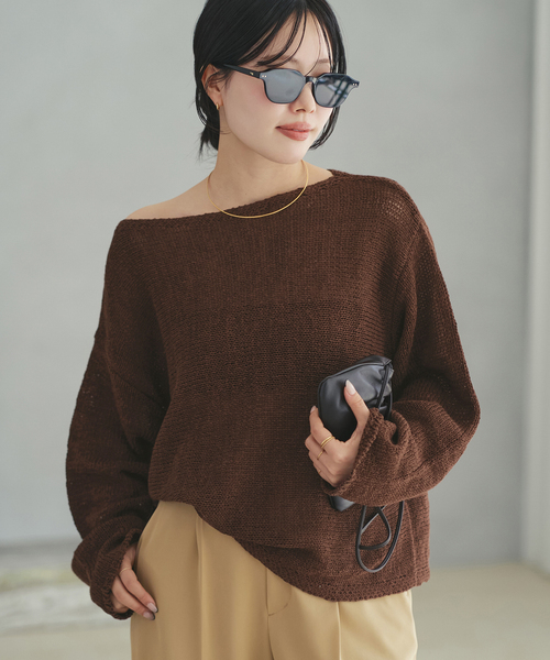 plage（プラージュ）の「《追加》linen mix loose プルオーバー（ニット/セーター・レディース・ベージュ系その他/ライトブルー/チョコ・FREE）」の12枚目の写真