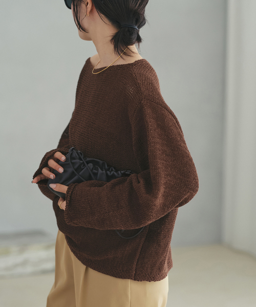 追加》linen mix loose プルオーバー（ニット/セーター）｜Plage