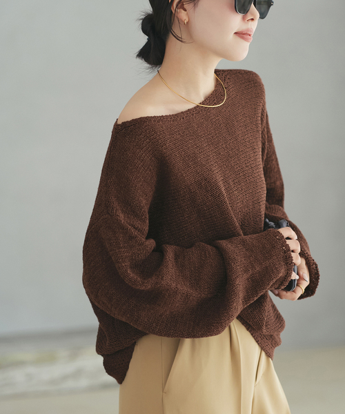 plage（プラージュ）の「《追加》linen mix loose プルオーバー（ニット/セーター・レディース・ベージュ系その他/ライトブルー/チョコ・FREE）」の15枚目の写真