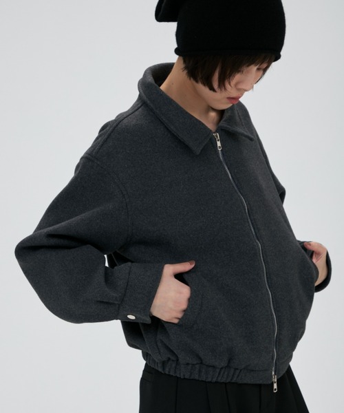 full/fill.(フルフィル)の「melton like double zip jacket / メルトンライクダブルジップジャケット(ブルゾン・レディース・ダークグレー/アイボリー・FREE)」の4枚目の写真