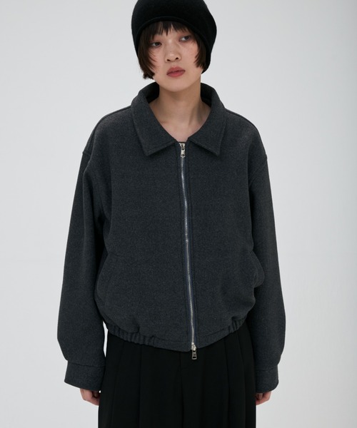 full/fill.(フルフィル)の「melton like double zip jacket / メルトンライクダブルジップジャケット(ブルゾン・レディース・ダークグレー/アイボリー・FREE)」の5枚目の写真